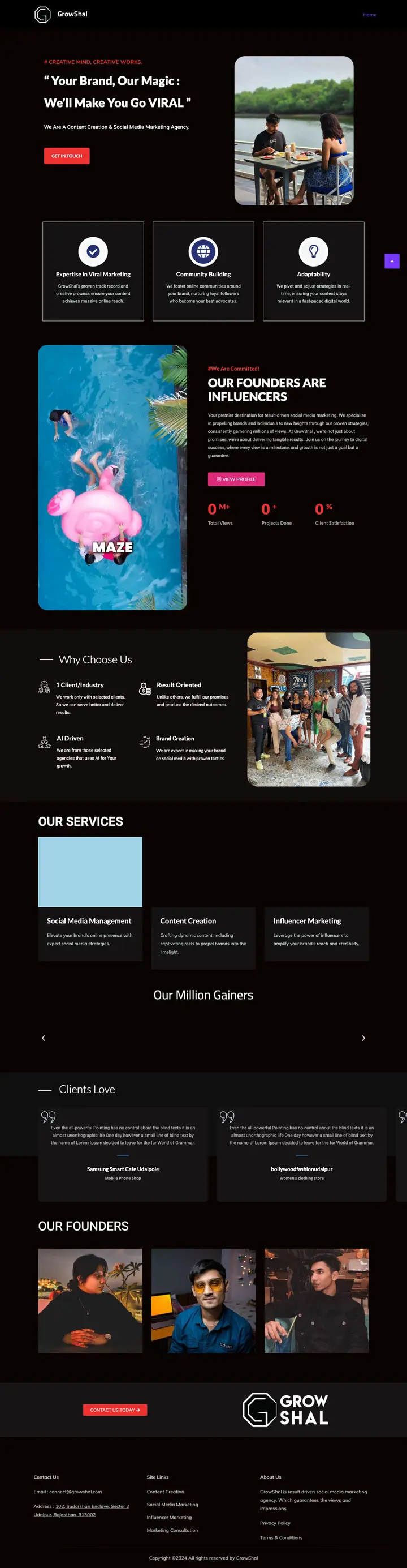 GrowShal website home page