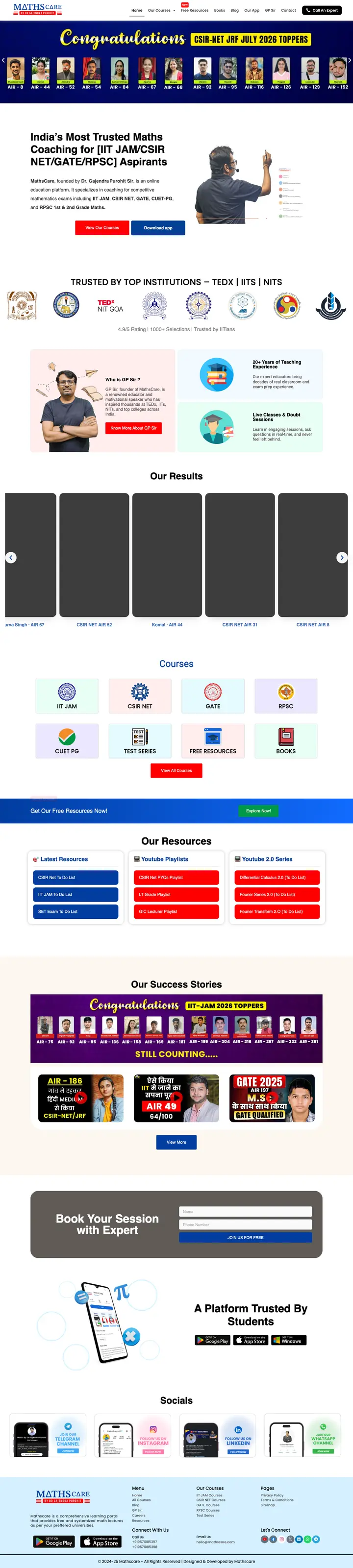 MathsCare website home page